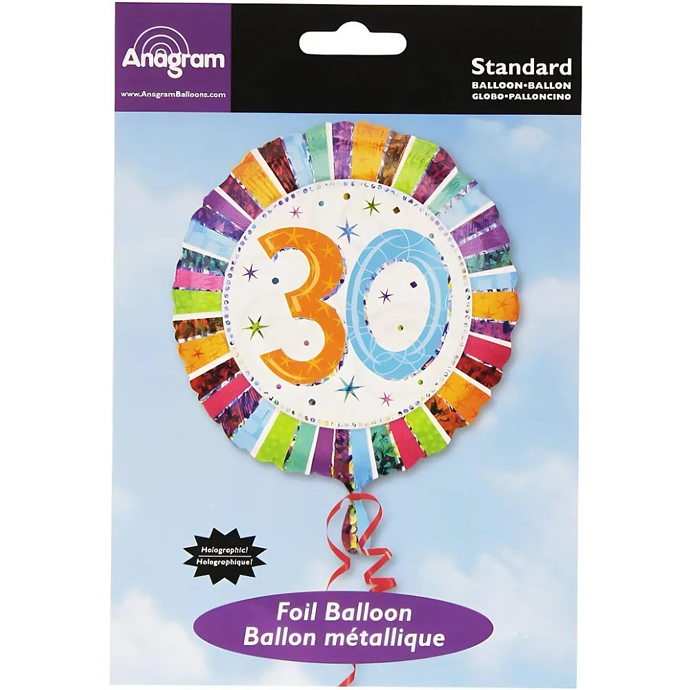 Amscan Folienballon Birthday 30 45cm, im Beutel