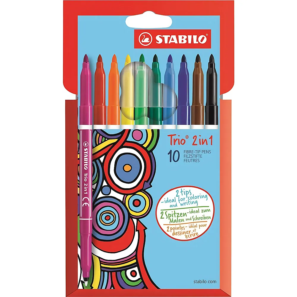 Stabilo Trio 2in1 Filzstift und Fineliner - 10 Teile