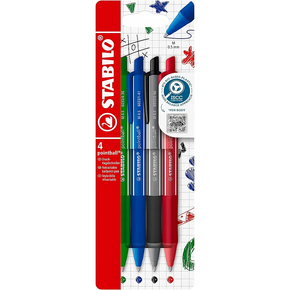 Stabilo pointball Kugelschreiber 4er Set