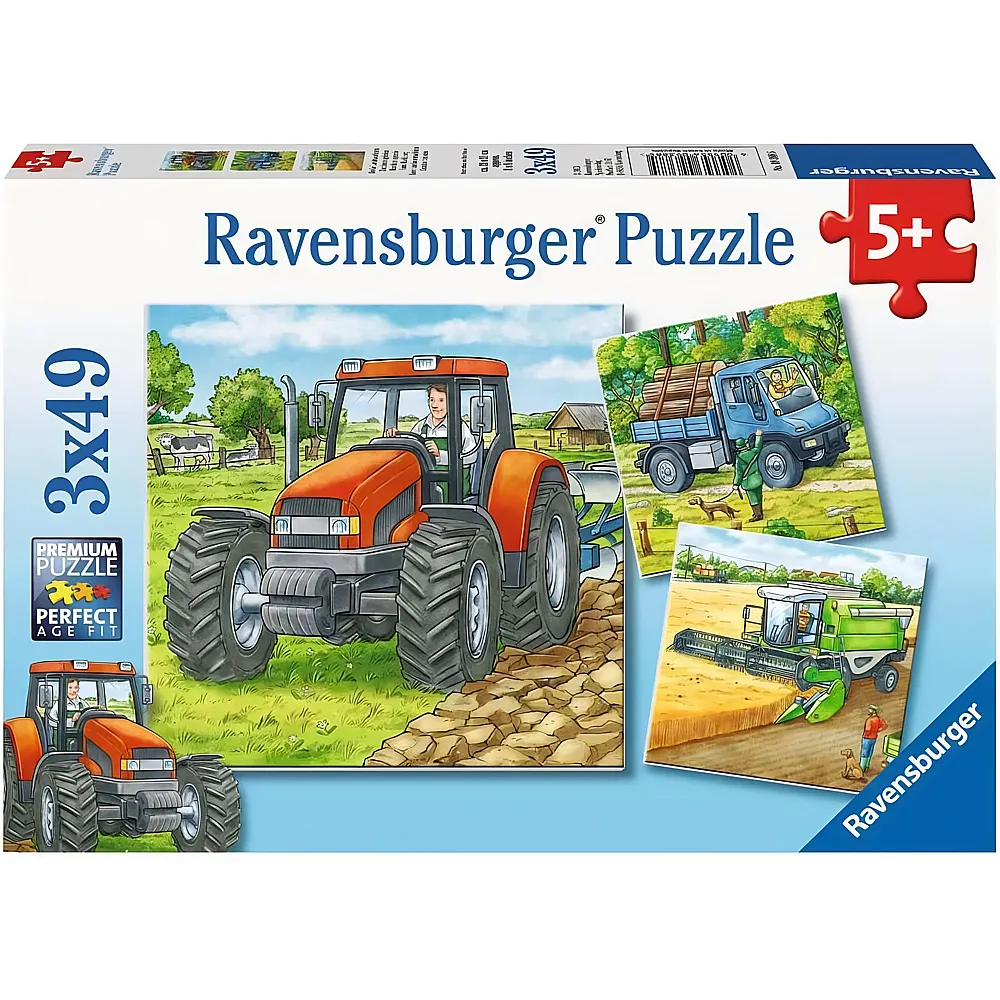 Ravensburger Puzzle Grosse Landmaschinen 3x49