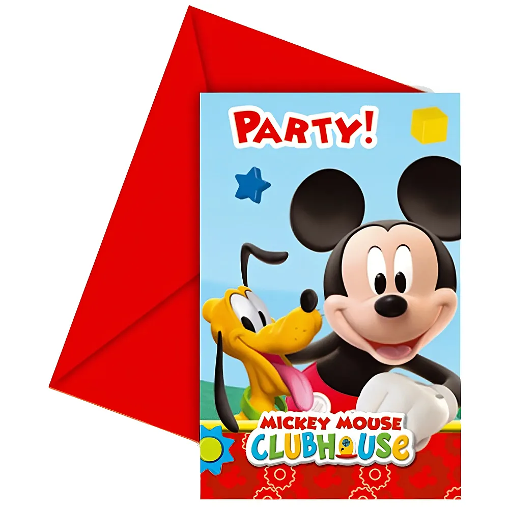 Amscan Mickey Mouse Einladungs-Sets 6Teile | Kindergeburtstag