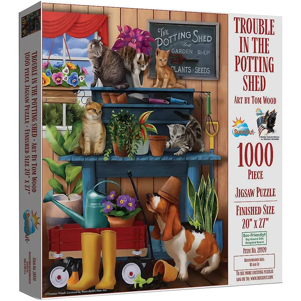SunsOut Puzzle Tom Wood Trouble in the Potting Shed - 1000 Teile