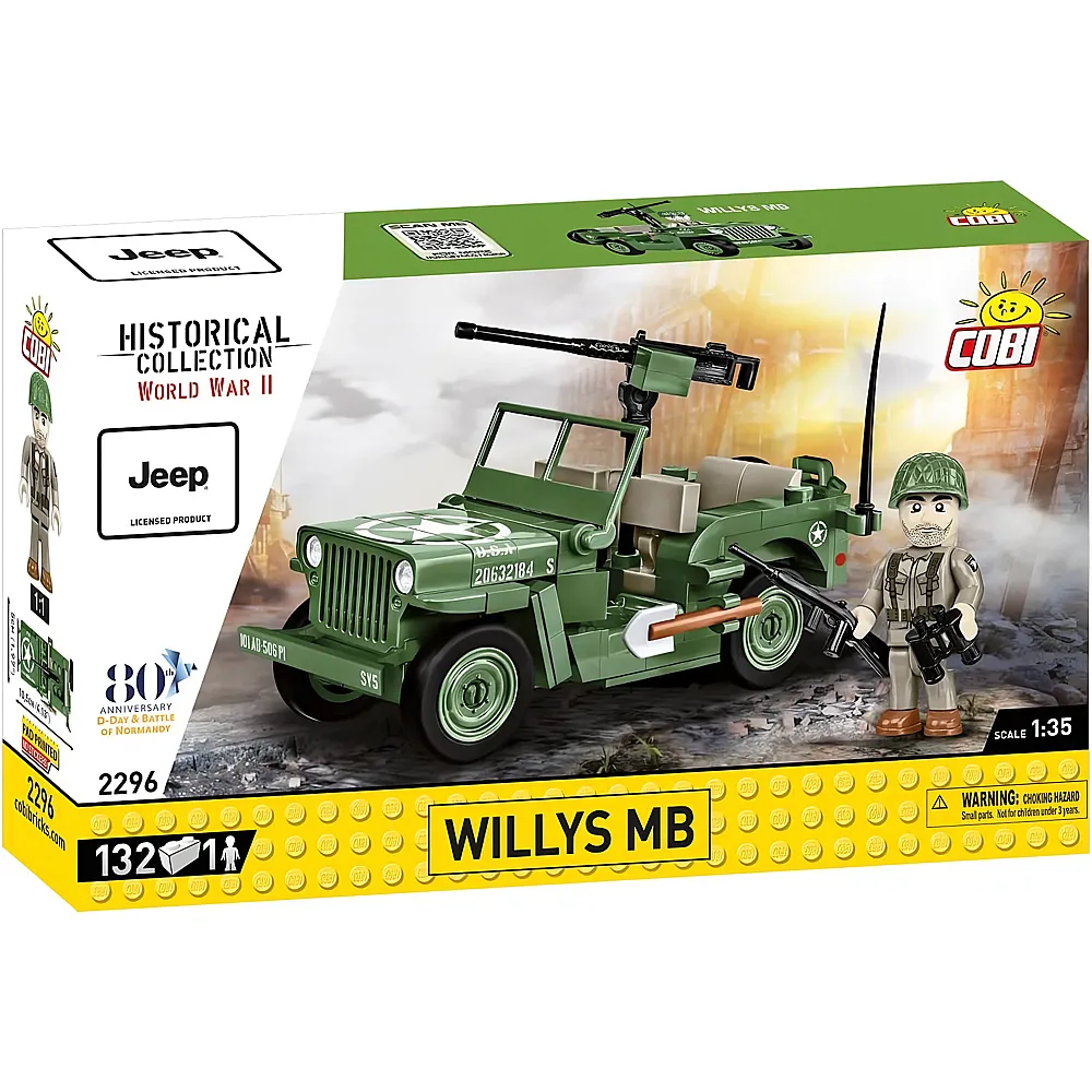 COBI Historical Collection Jeep Willys MB & M2 Gun 2296