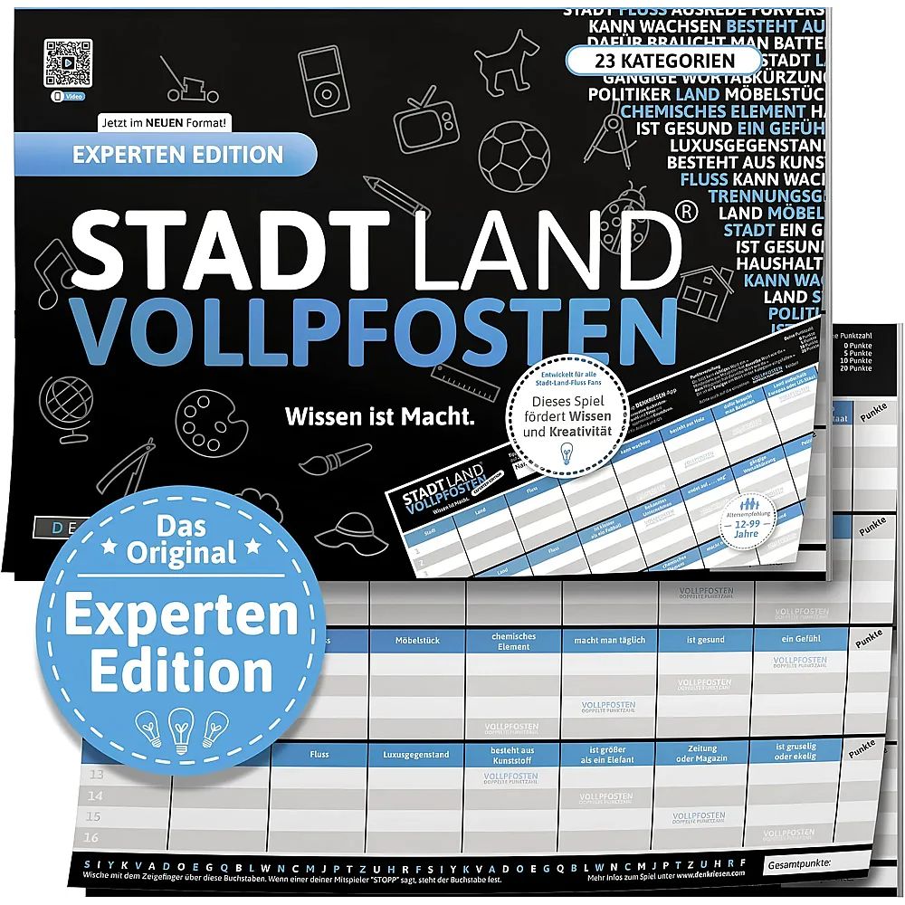 meinspielzeug - Denkriesen Stadt Land Vollpfosten Experten Edition - Wissen ist Macht | Partyspiele