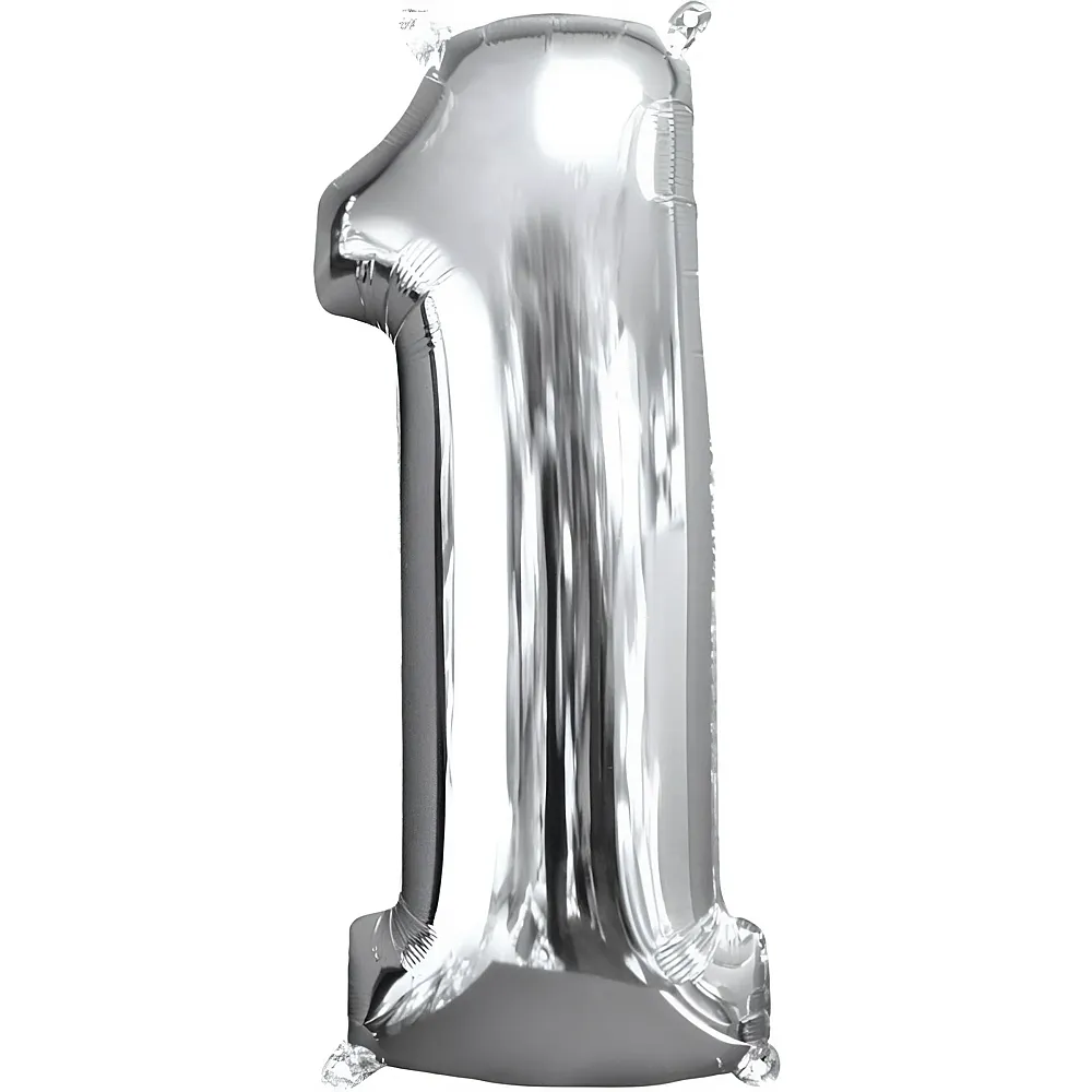 Grabo Megaloons Folienballon Zahl 1 Silber - 102 cm
