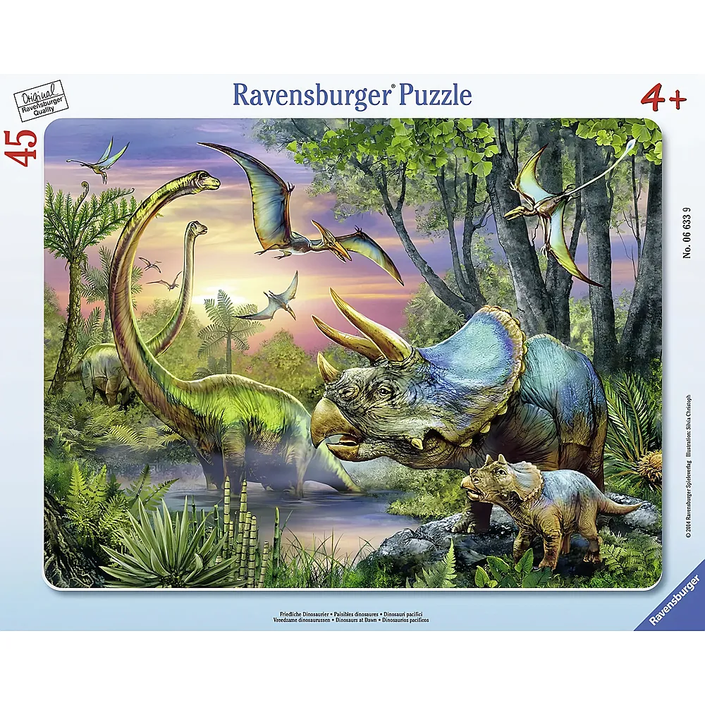 Ravensburger Puzzle Friedliche Dinosaurier - 45 Teile - Rahmenpuzzle