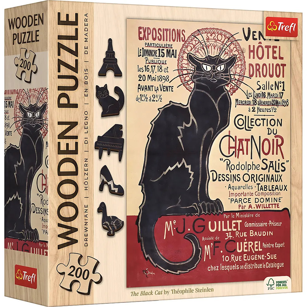 Trefl Puzzle Th�ophile Alexandre Steinlen Der schwarze Kater - 200 Teile