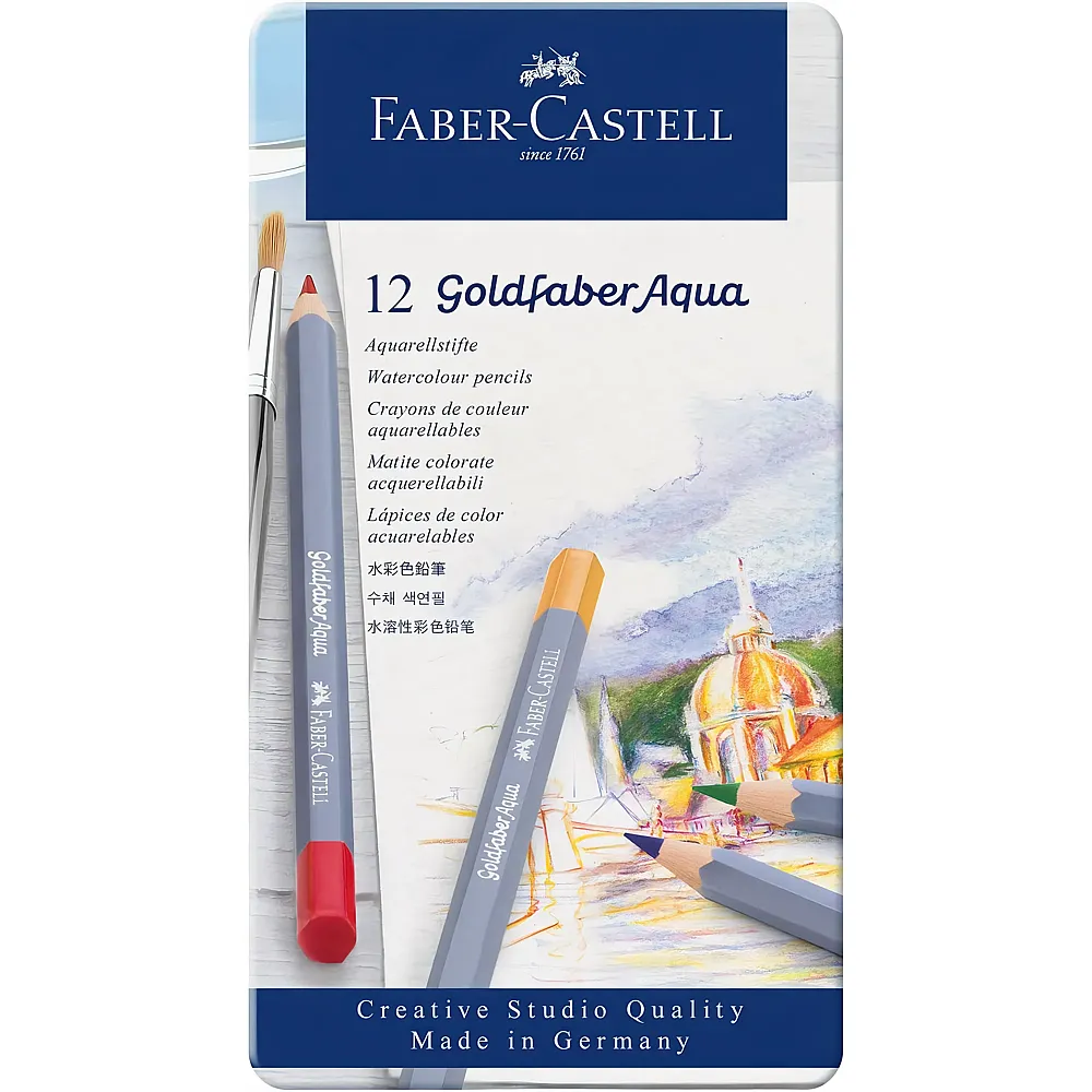 Faber-Castell Aquarellstifte Goldfaber, bruchsicher, vollst�ndig wasservermalbar 12Teile