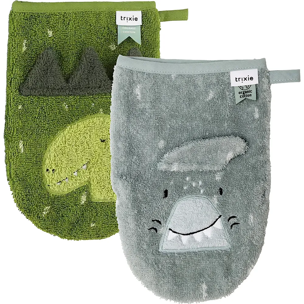 Trixie Waschhandschuh klein 2er Set Hai und Dino