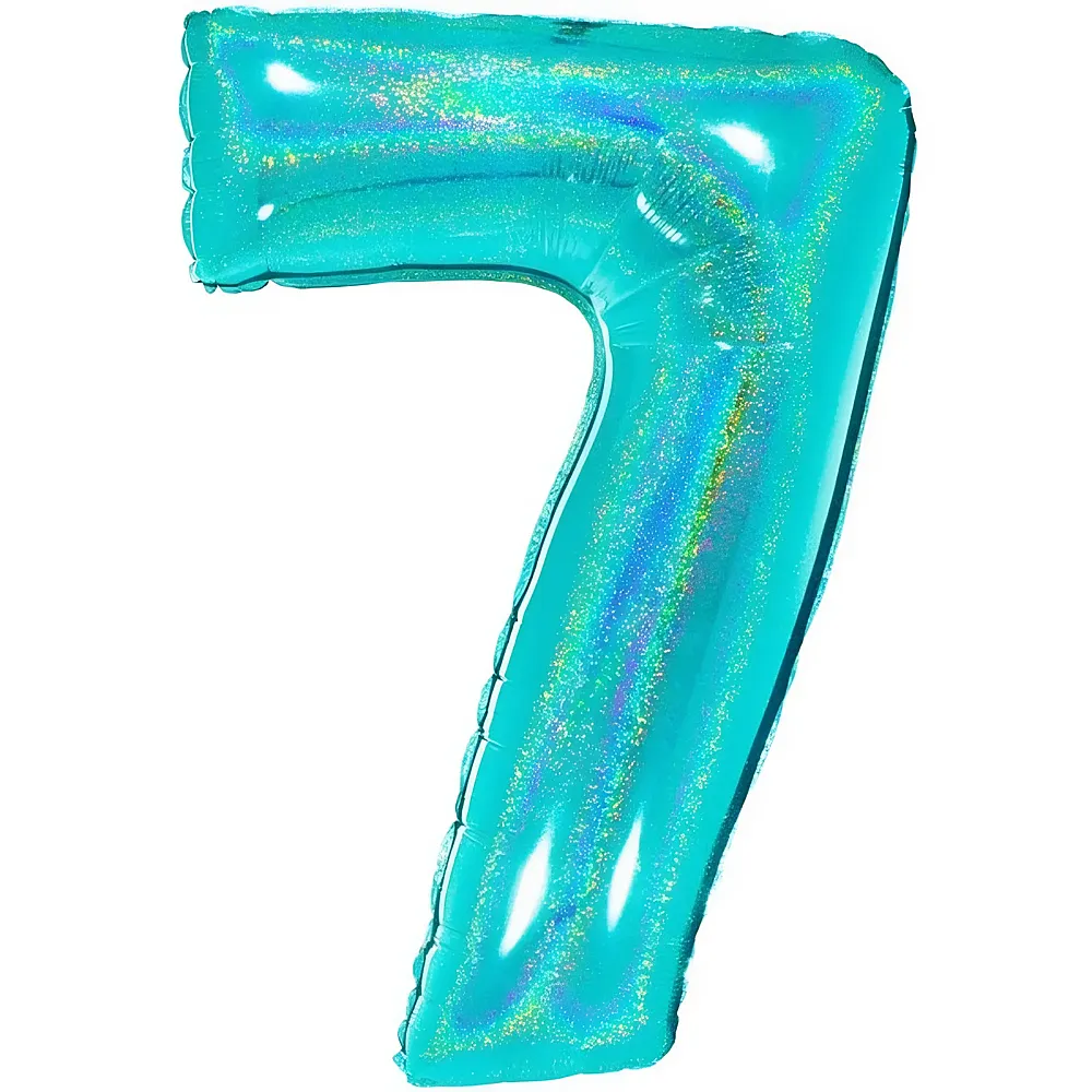 Grabo Ballon aluminium chiffre 7 paillet� holographique turquoise - 102 cm - Marques
