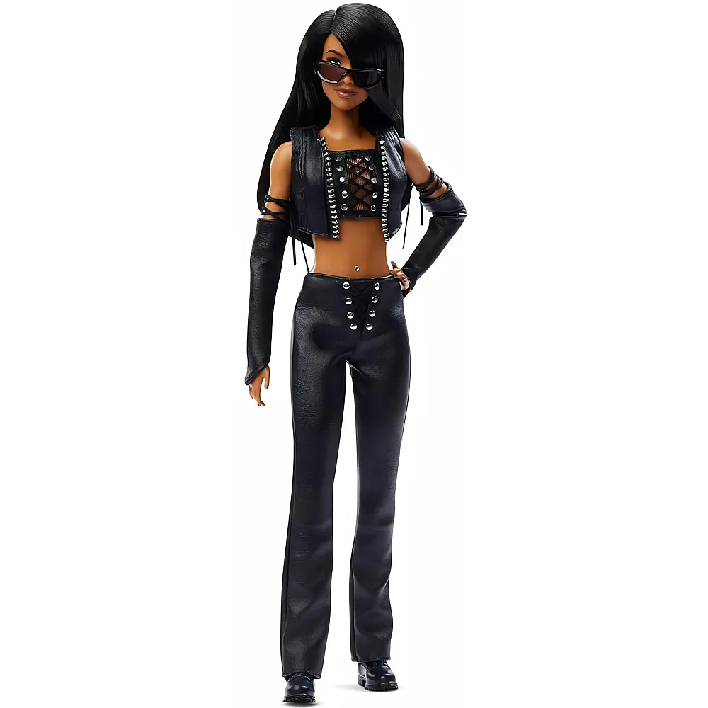 Barbie Signature Aaliyah im schwarzen Kunstleder-Outfit