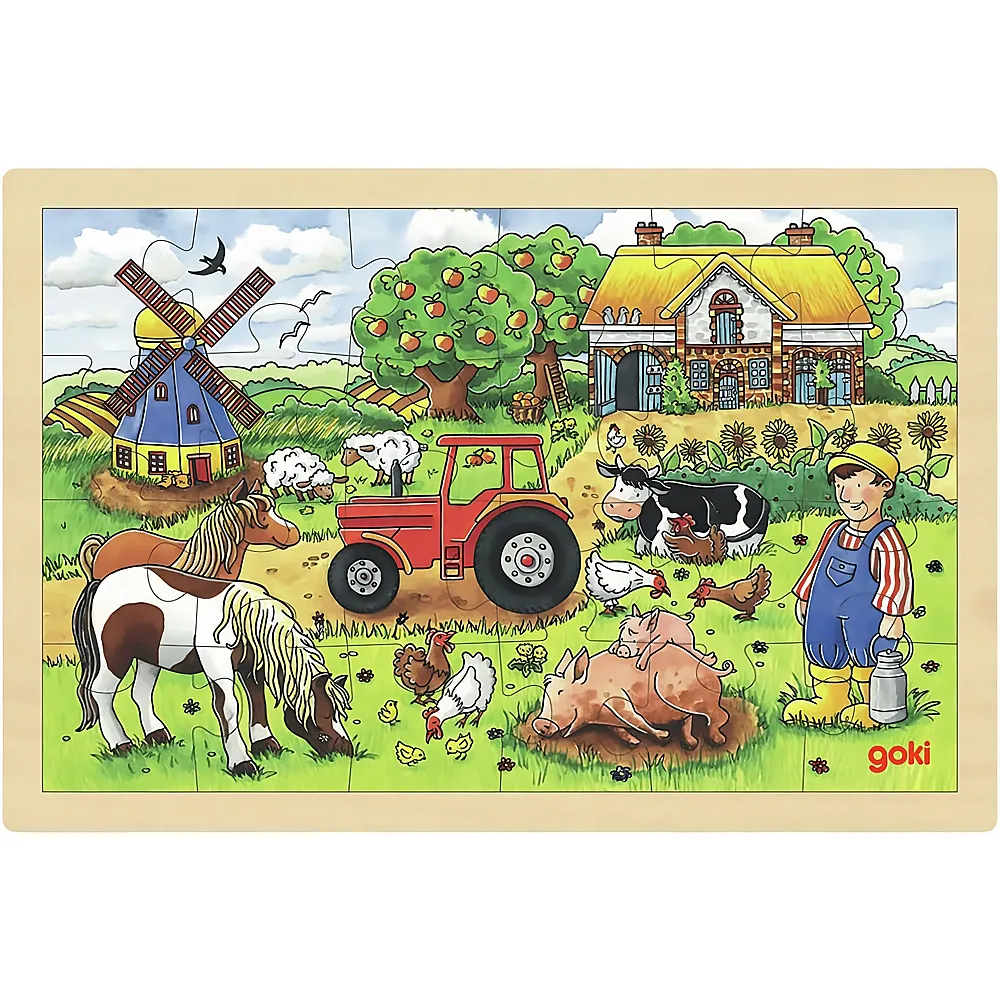 Goki Einlegepuzzle Mllers Farm 24Teile | Rahmenpuzzle