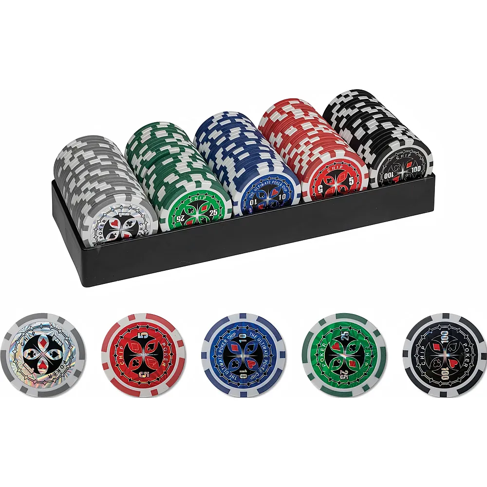 Philos 100 Pokerchips mit Kunststoff-Halter