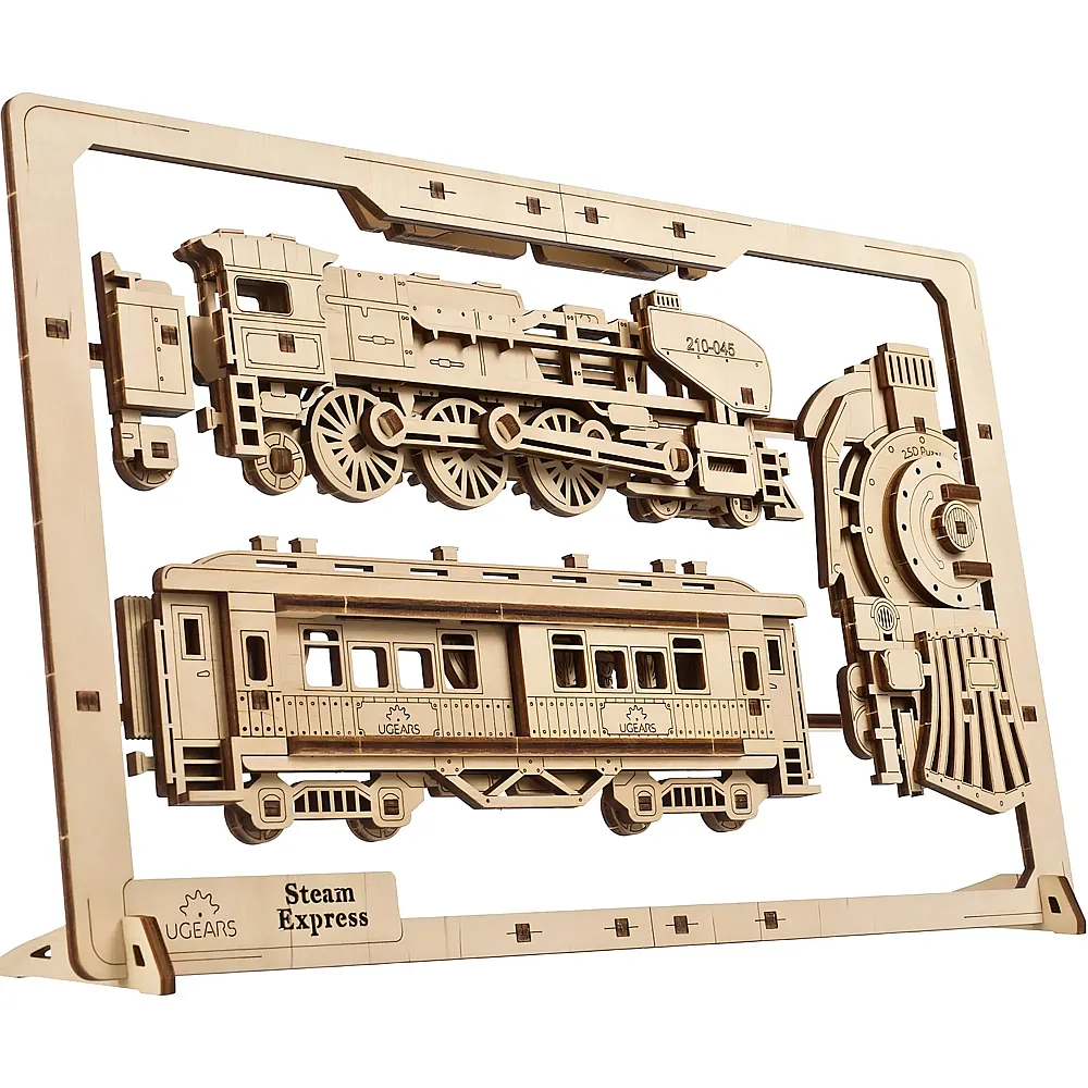 meinspielzeug - Ugears 2,5D gerahmter Dampfexpress - 79 Teile | Technische Baus�tze