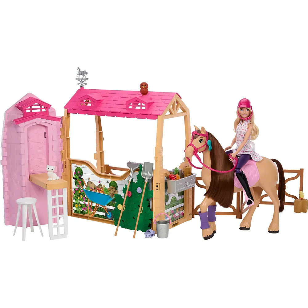 Barbie Stall mit Puppe und Pferd