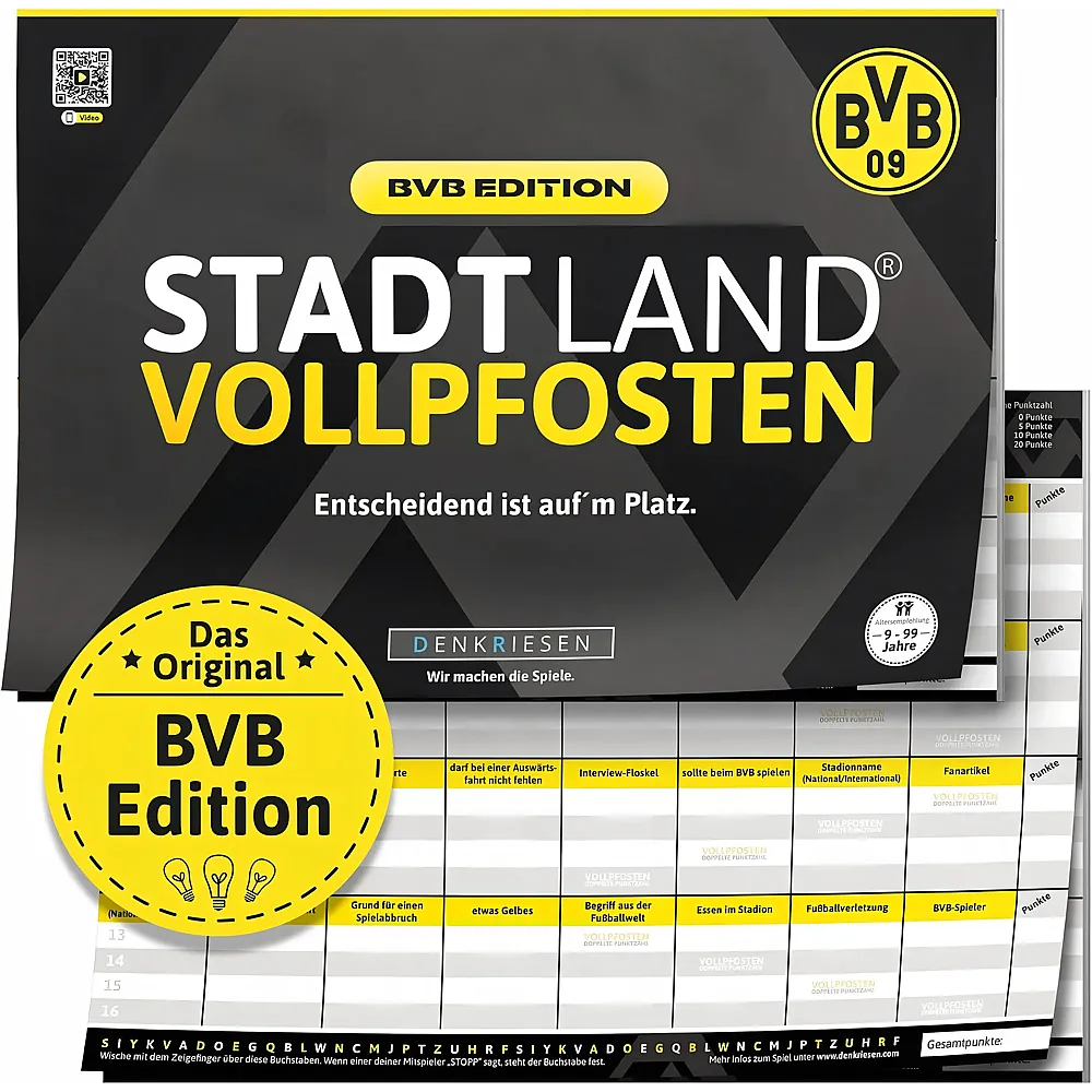 meinspielzeug - Denkriesen Stadt Land Vollpfosten BVB Edition Borussia Dortmund | Partyspiele