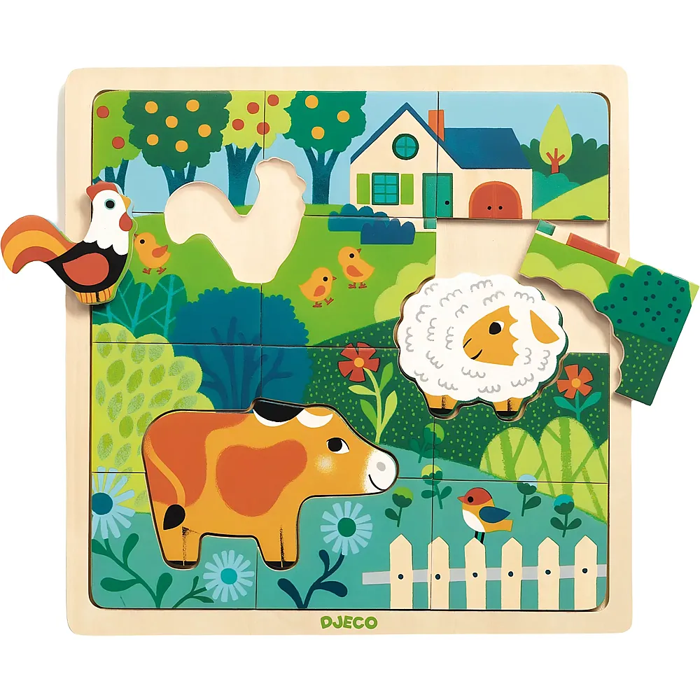 Djeco Puzzle Farm 15Teile | Kleinkind-Puzzle
