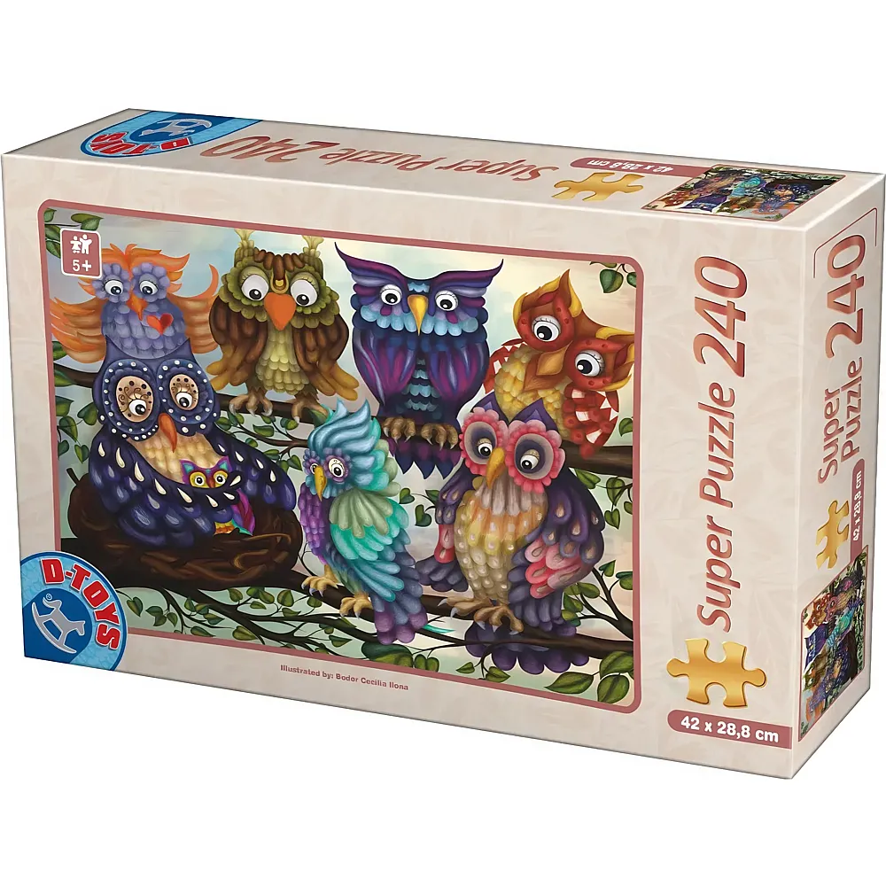 DToys Puzzle Bunte Eulen - 240 Teile