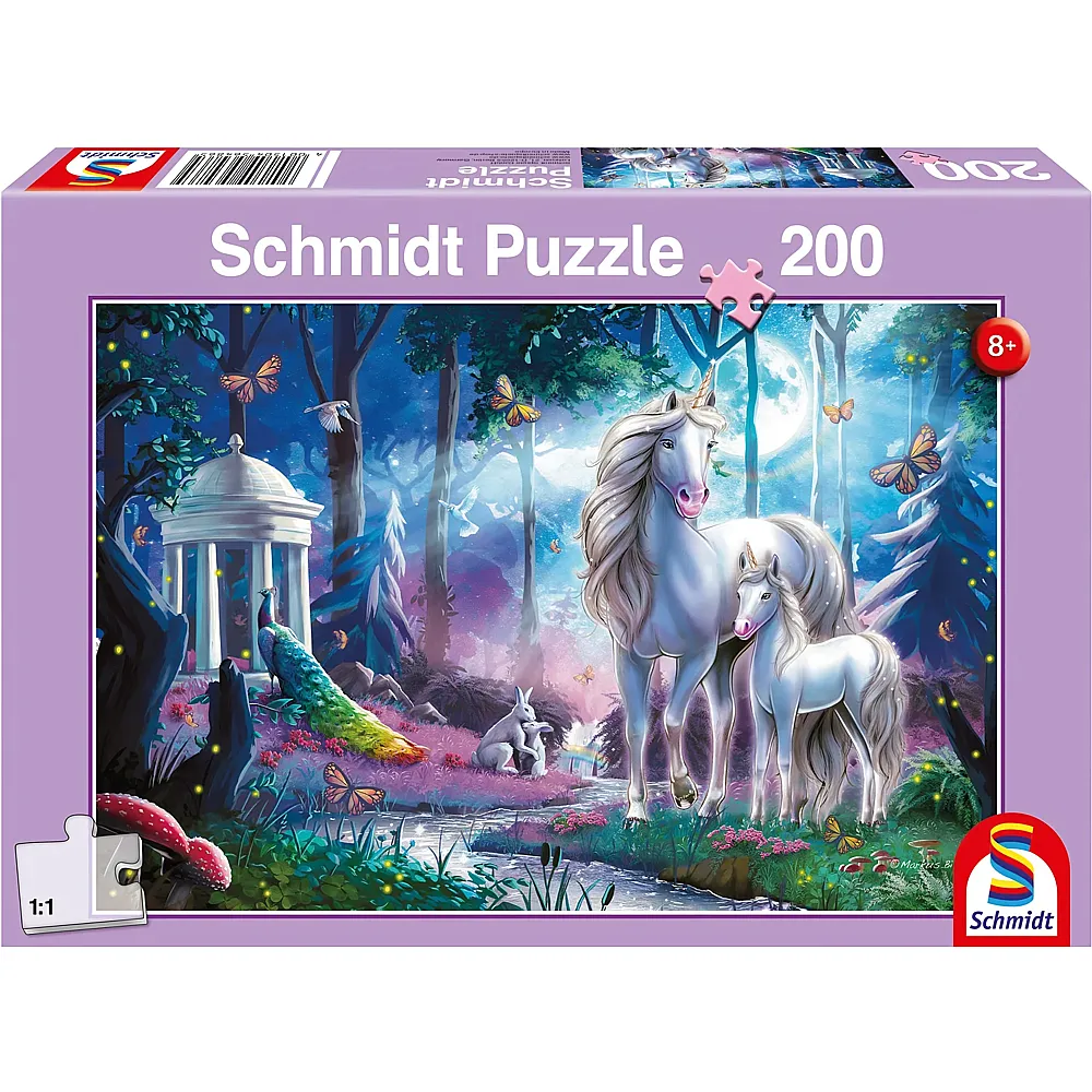 Schmidt Puzzle Einhornstute mit Fohlen 200Teile