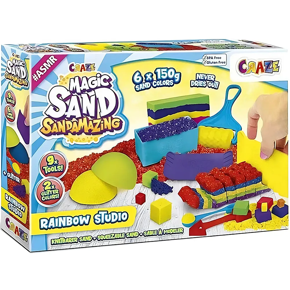 Craze Magic Sand Sandamazing Rainbow Studio 6x150g | Kinetischer Sand