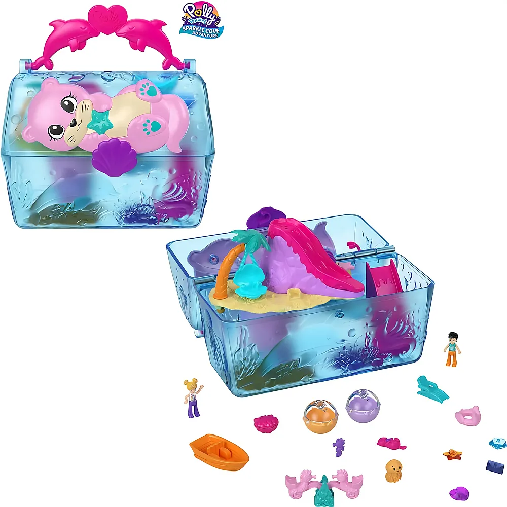 Polly Pocket Glitzerbucht Abenteuer Insel Schatztruhe