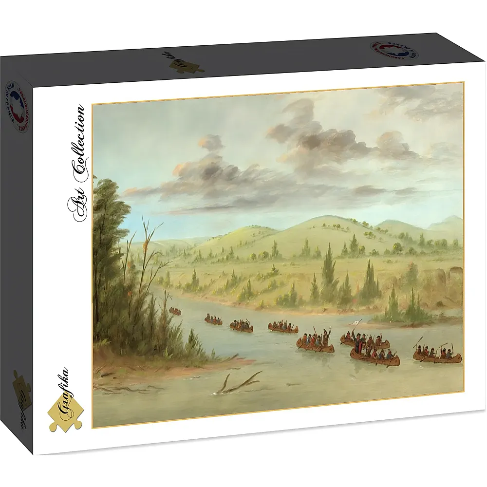 Grafika Puzzle Art Collection George Catlin La Salle's Party Entering the Mississippi in Canoes. February 6, 1682, 1847-1848 - 2000 Teile