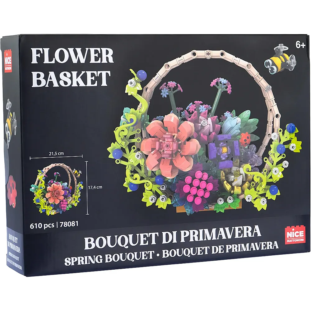 Nice Group Steckblumen im Korb mit Biene und Marienk�fer - 610 Teile