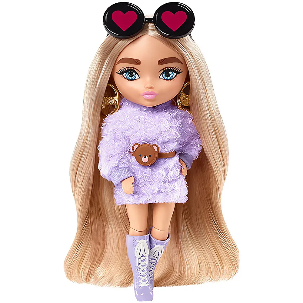 Barbie Extra Minis Puppe Blond mit lila Flauschkleid