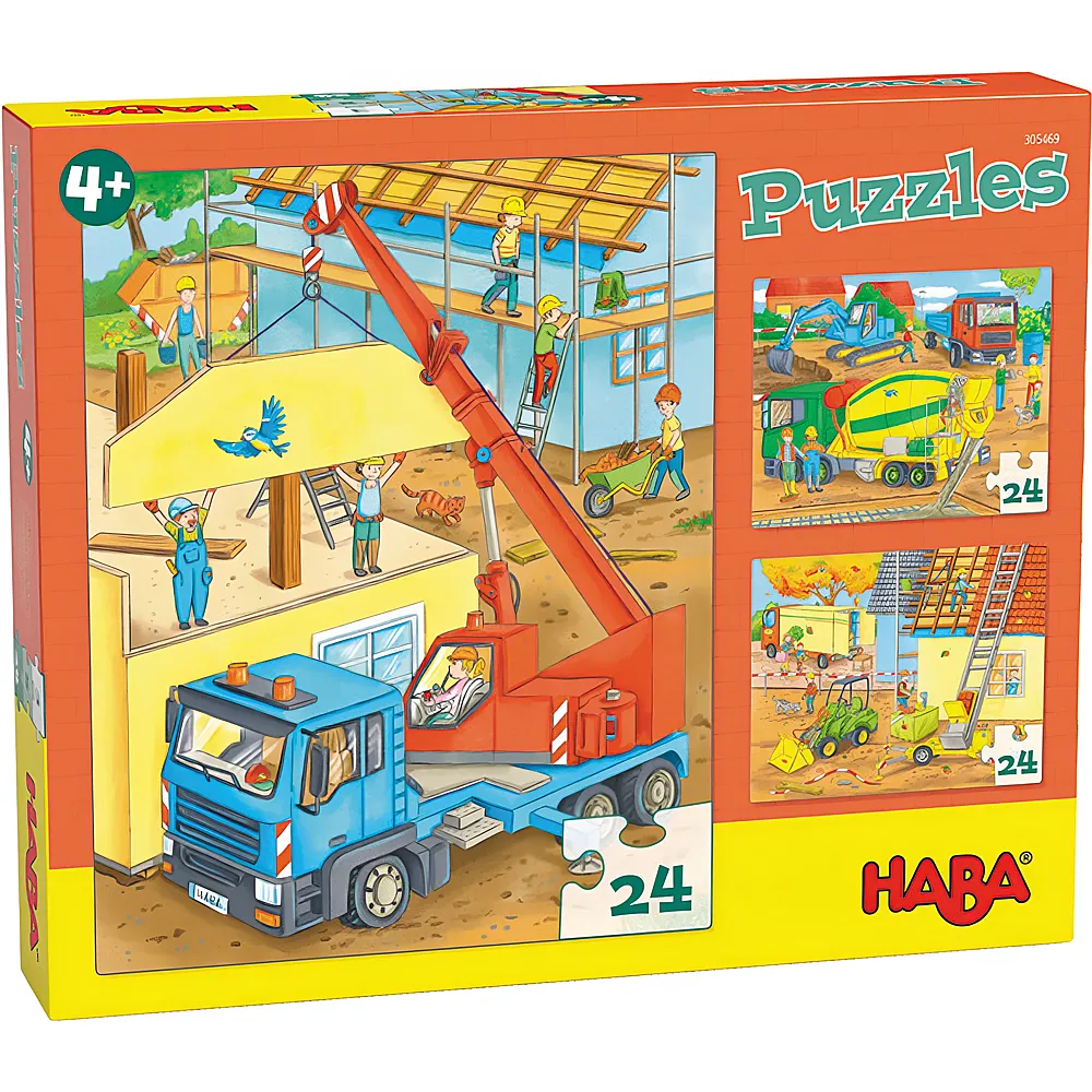 HABA Puzzle Auf der Baustelle 3x24