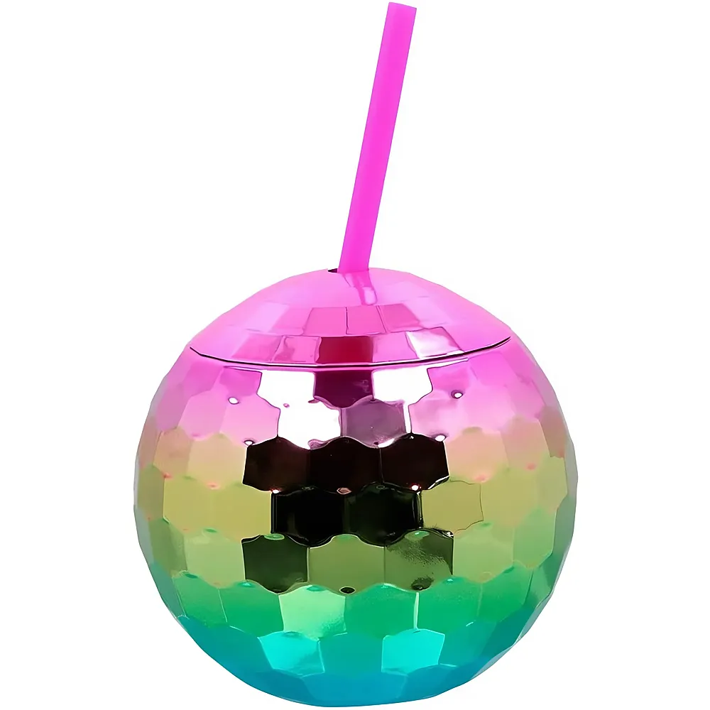 Discokugel Trinkkugel mit Strohhalm 650ml 11cm