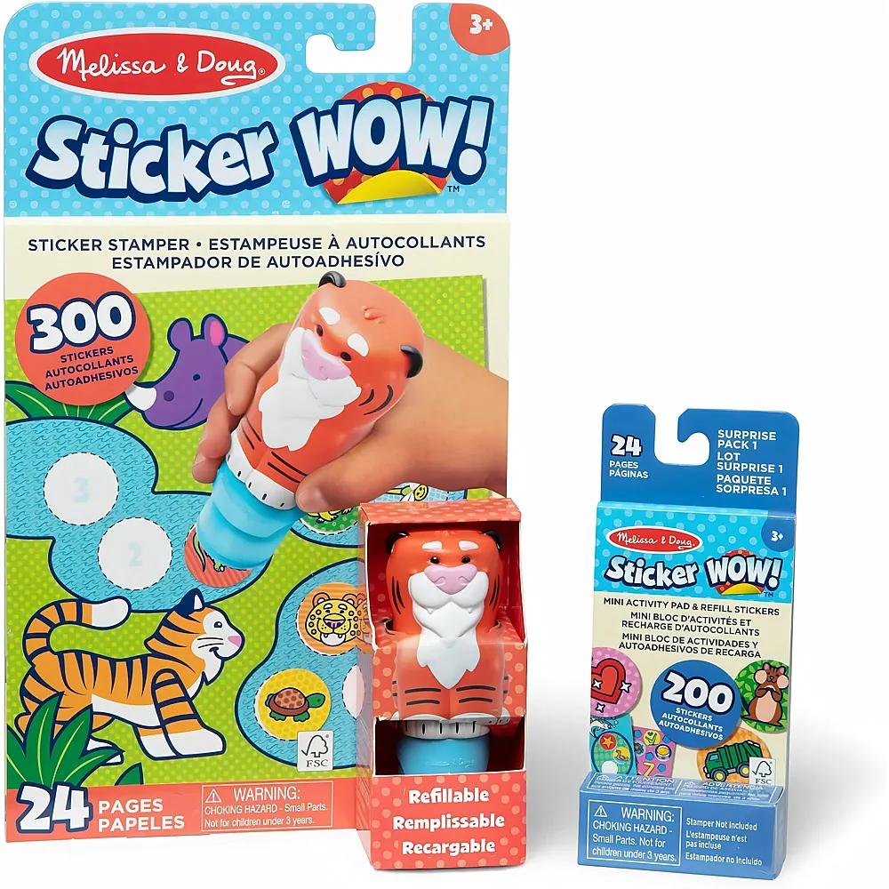 Melissa & Doug Sticker Wow Tiger-Paket: 24-seitiger Aktivit�tenblock, Aufkleberstempel, 500 Aufkleber, Kunst- und Bastelspielzeug