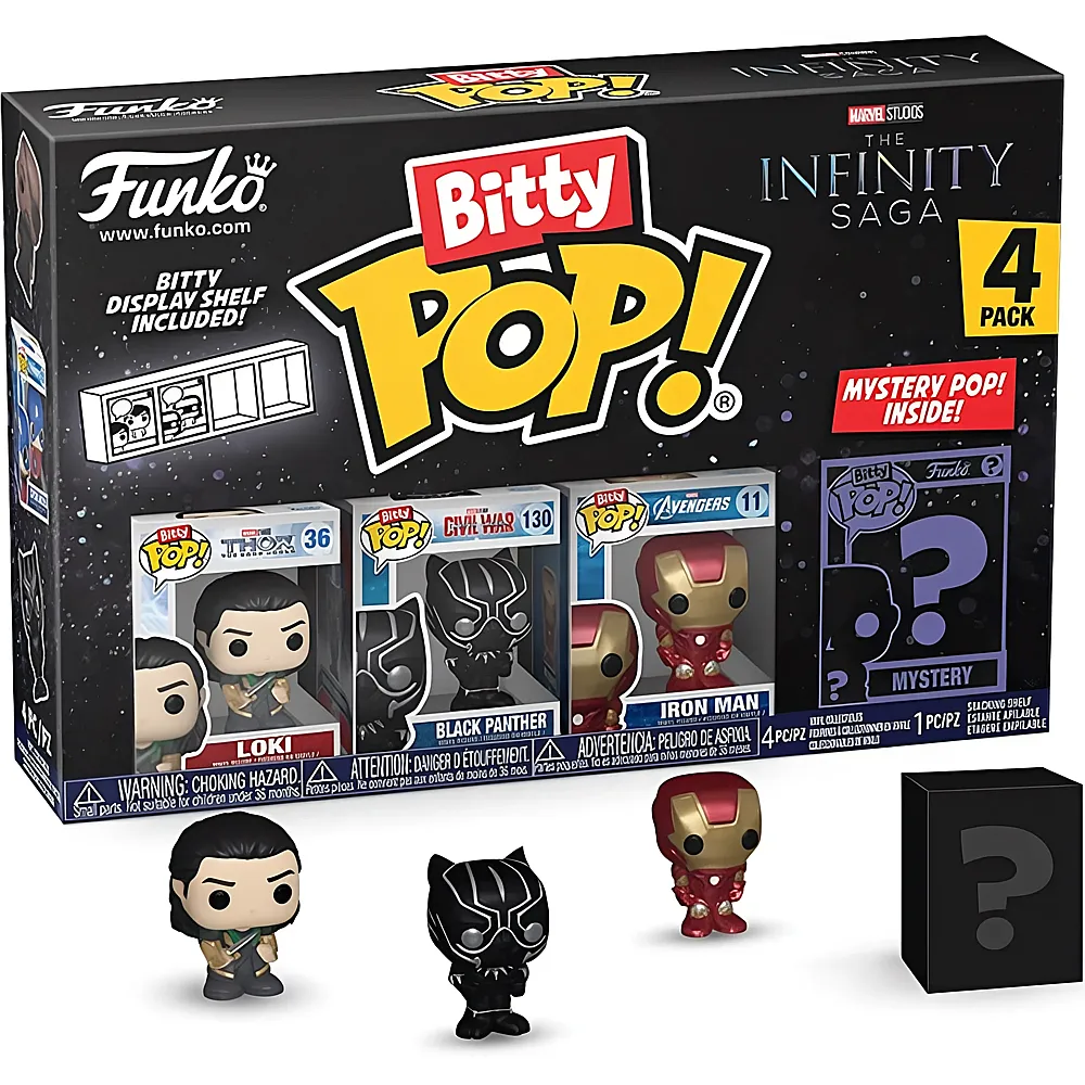 Funko Bitty Pop Avengers 4er Pack Loki, Black Panther, Iron Man & Mystery