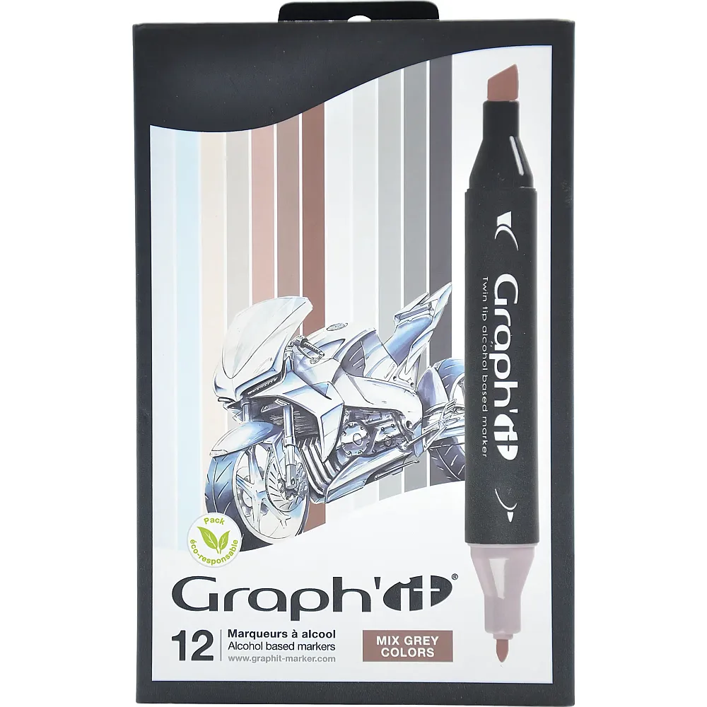 Graph'it Set 12 Marqueurs Mix Grey