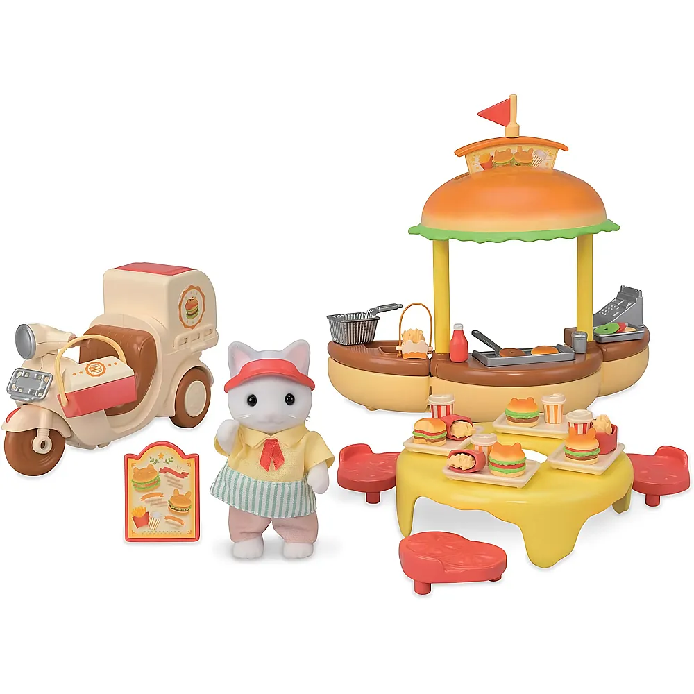 Sylvanian Families Fahrzeuge Mobiler Hamburger Imbiss mit Figur