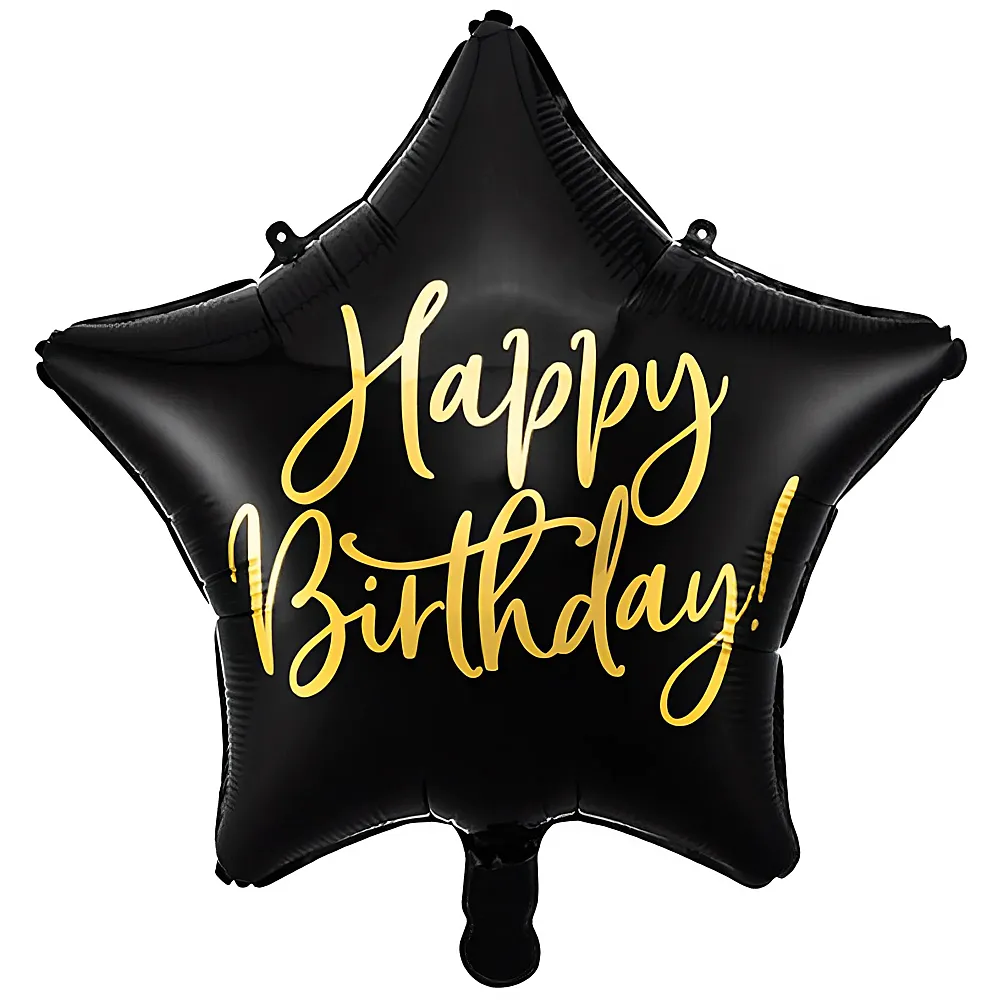 Amscan Folienballon Stern Happy Birthday schwarz 40cm