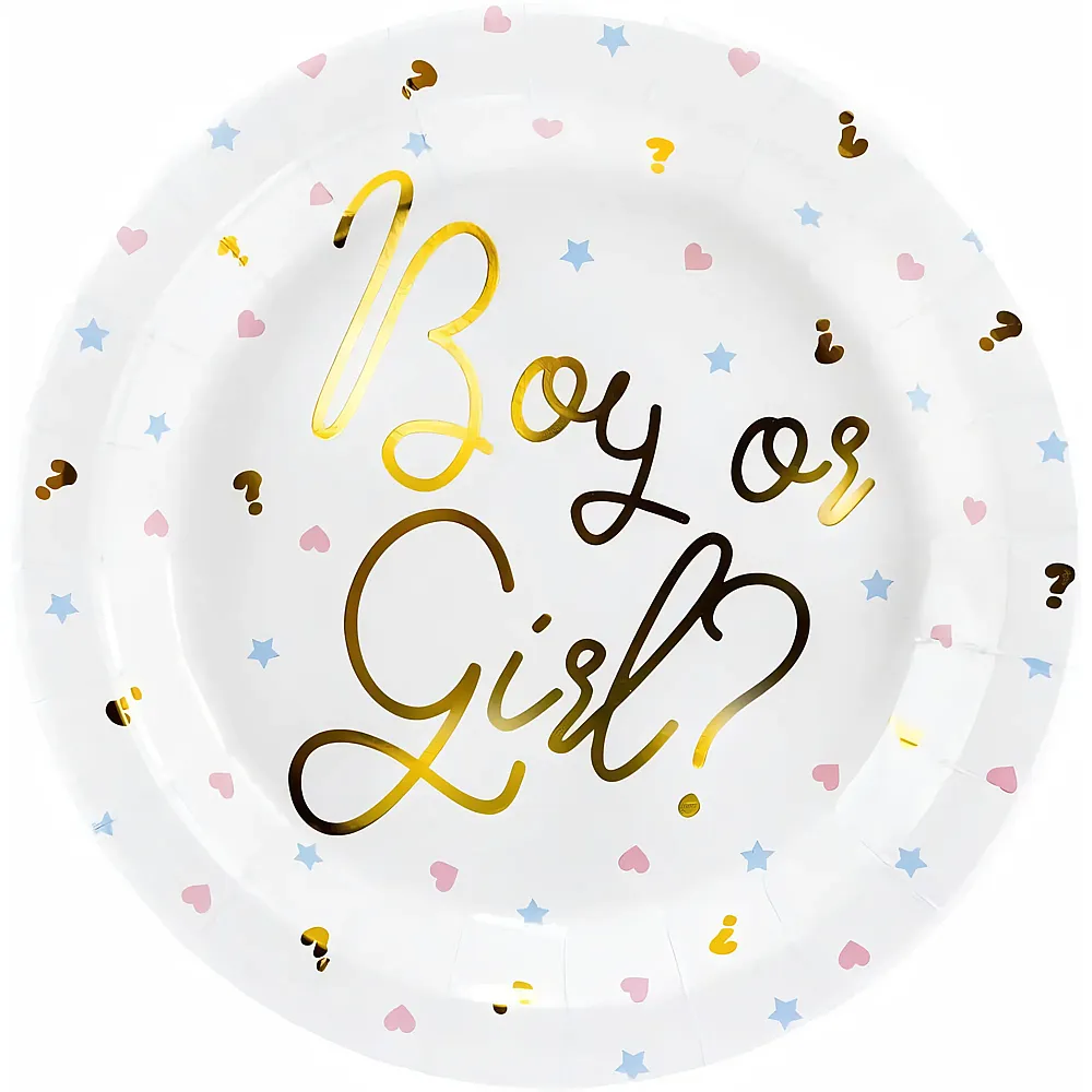 PartyDeco 8 Teller Boy Or Girl 23cm - Suche