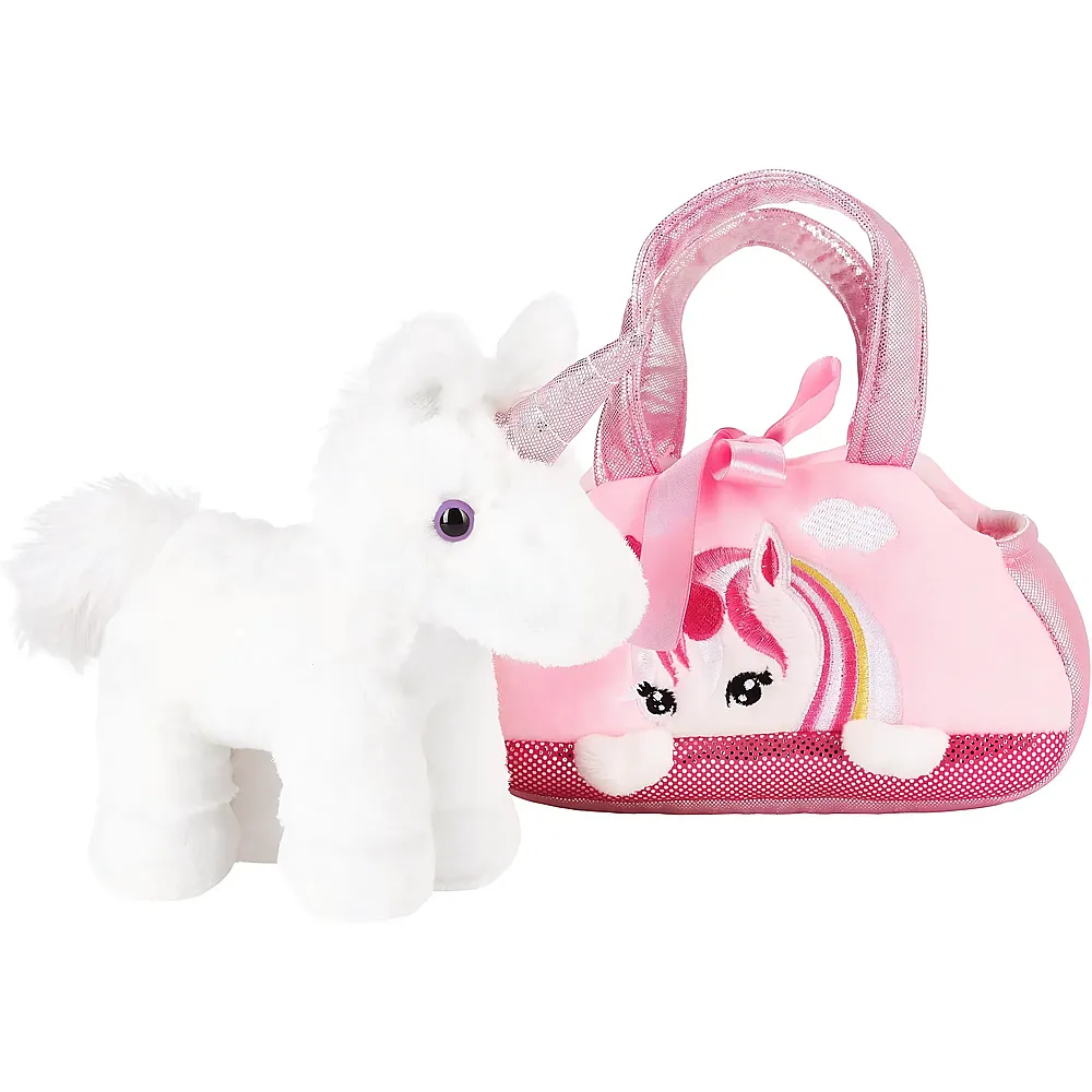 Brubaker Weisses Einhorn in rosa Tasche - 20 cm