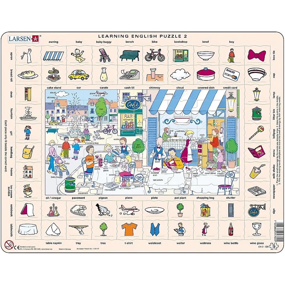 Larsen Puzzle Learning English 2: Al ristorante e in citt� - 70 pezzi