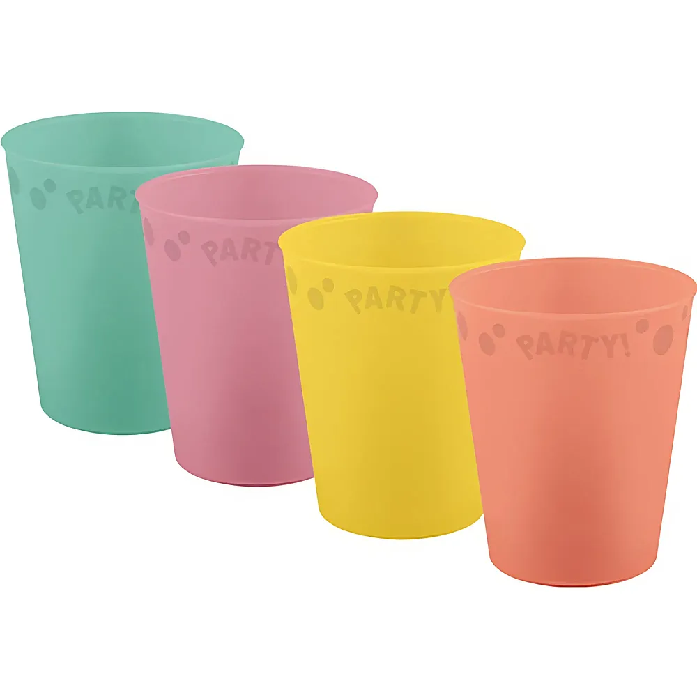 Procos Becher Pastel Party 250ml - 4 Teile - Tischdeko