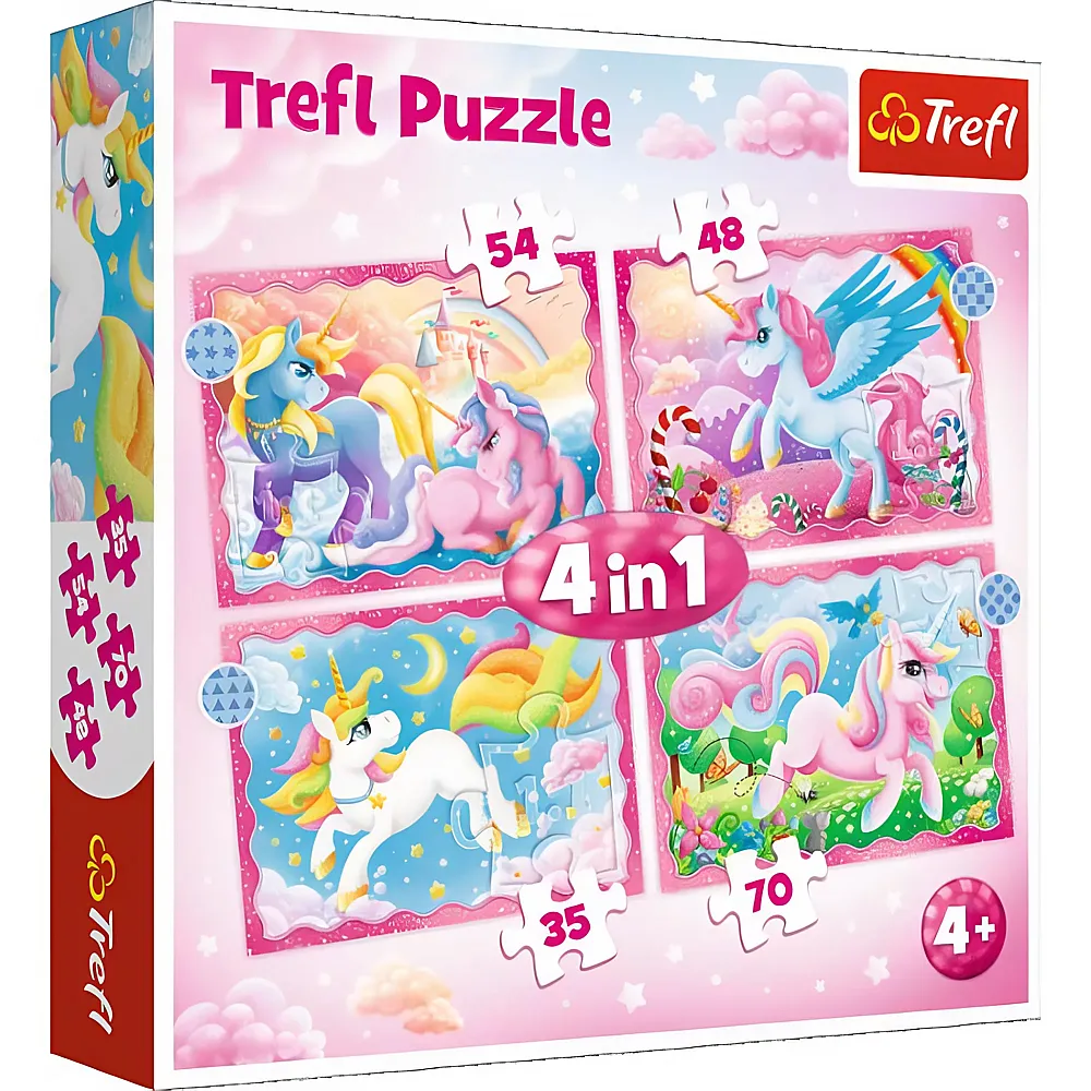 meinspielzeug - Trefl Puzzle 4in1 Einh�rner - 35 Teile | Puzzle 10-104 Teile