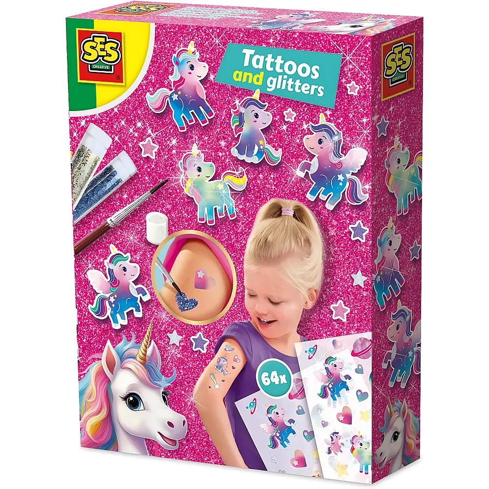 SES Metallische Glitzertattoos Creative Unicorn