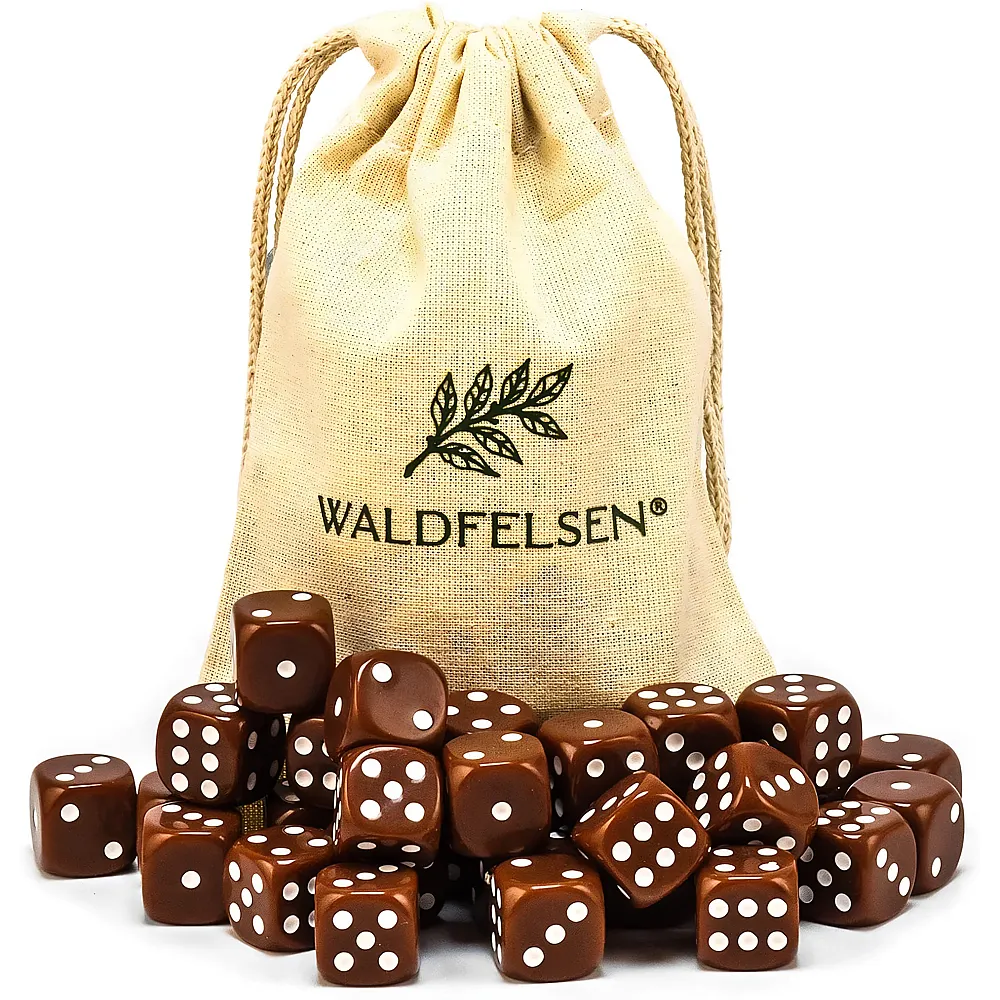 Waldfelsen Hochqualitative W�rfel Standardgr�sse 16mm Braun - 30 Teile