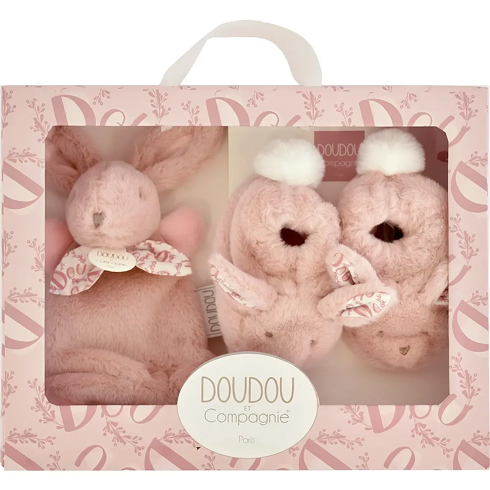 Doudou et Compagnie Geschenkset Hase Rosa | Geschenksets