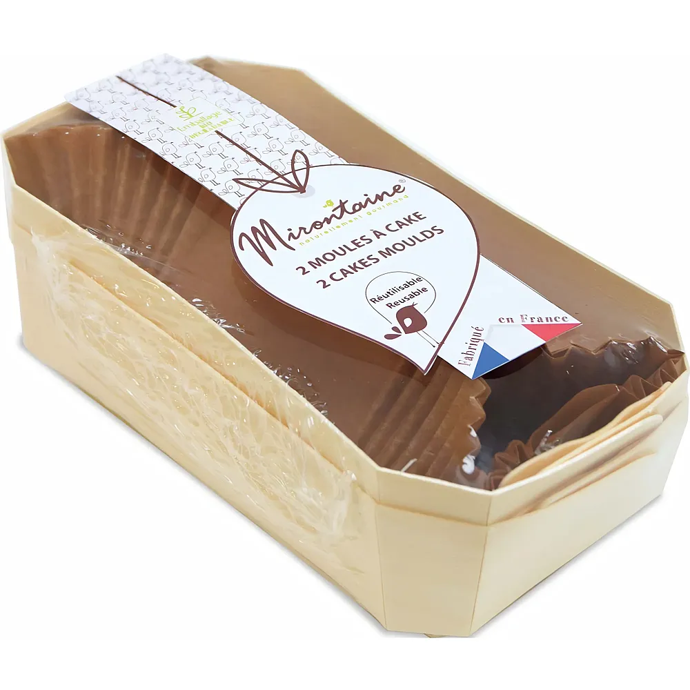 Mirontaine 2 Moules Cake 21cm Bois+ 4 Caissettes Sulfurisees DE Cuisson