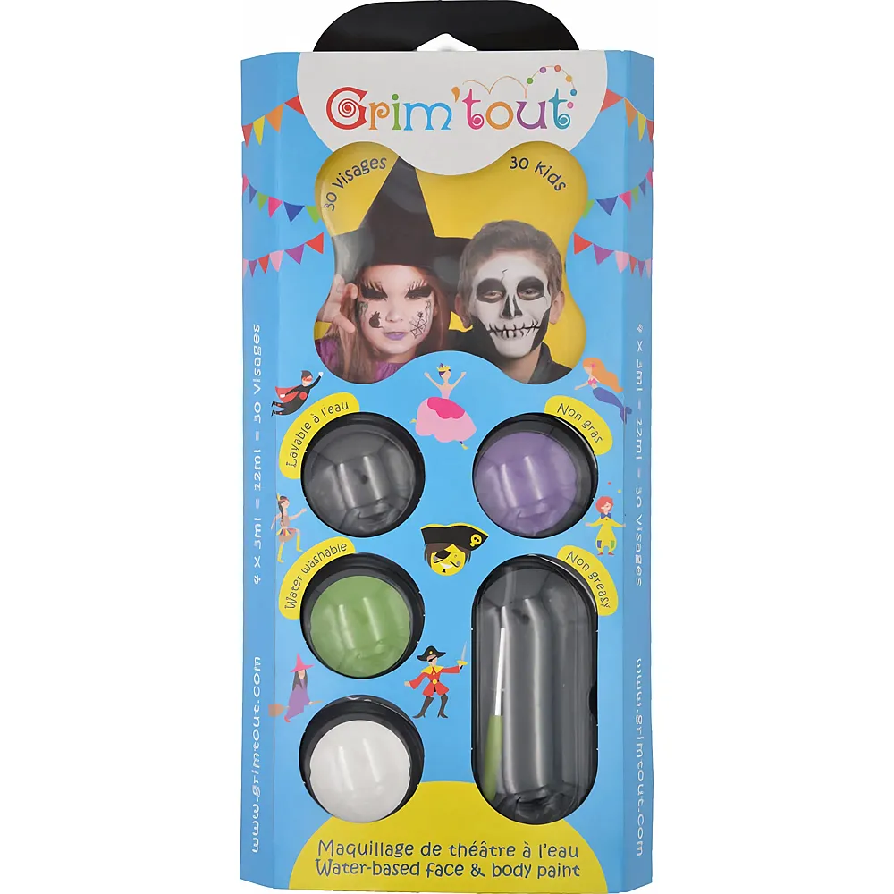 Grim'tout Set Complet 4 Couleurs Sorciere ET Squelette 4x4ml
