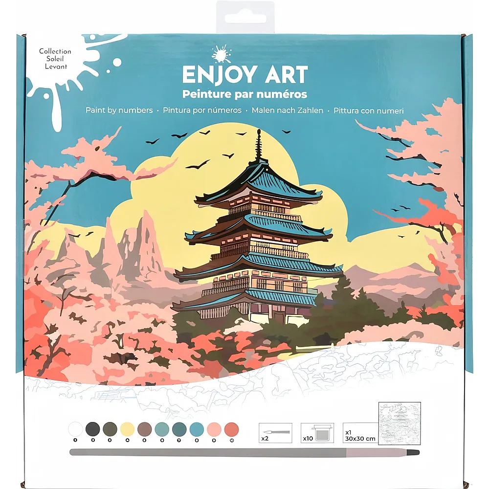 OZ International Enjoy Art Peinture N� 30x30cm Soleil Levant-pagode