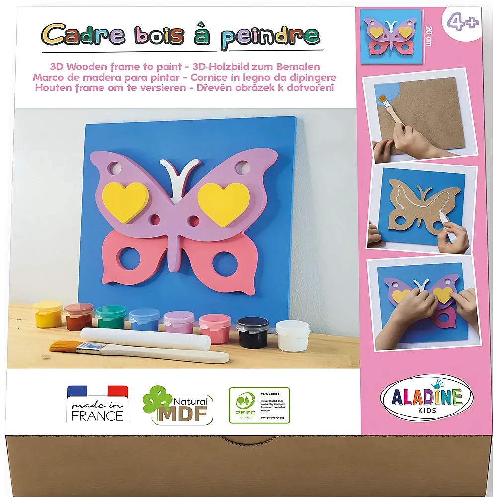 Aladine 3D-Holzbild zum Bemalen Schmetterling