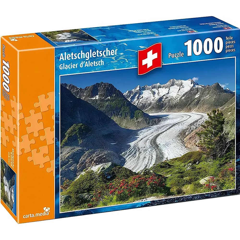 carta media Puzzle Aletschgletscher | Puzzle 1000 Teile