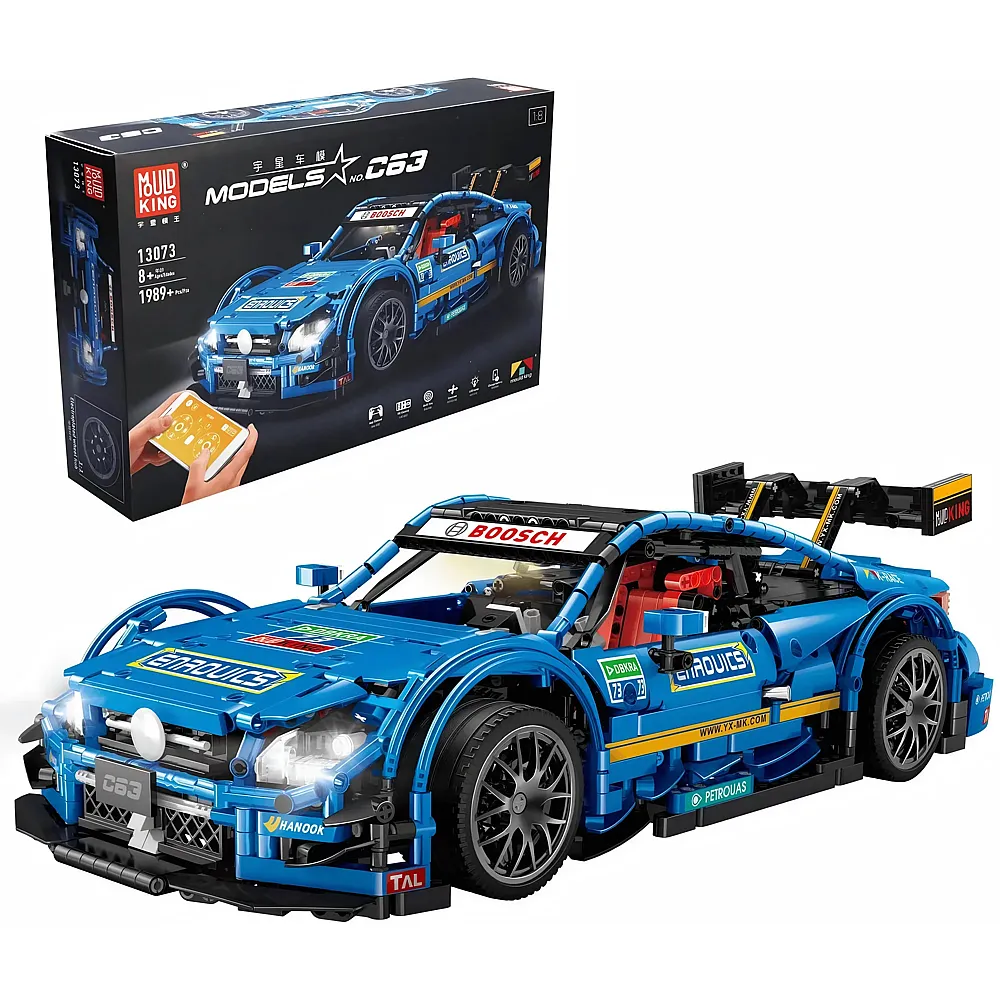meinspielzeug - Mould King Models Ferngesteuerter Rennwagen C63 Blau 13073 | Klemmbausteine Fahrzeuge