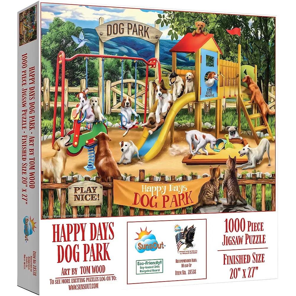 SunsOut Puzzle Tom Wood Happy Days Dog Park - 1000 Teile